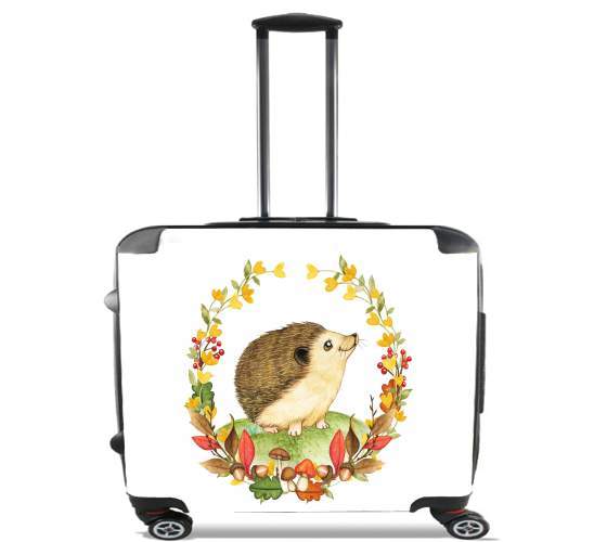  watercolor hedgehog in a fall woodland wreath para Ruedas cabina bolsa de equipaje maleta trolley 17" laptop
