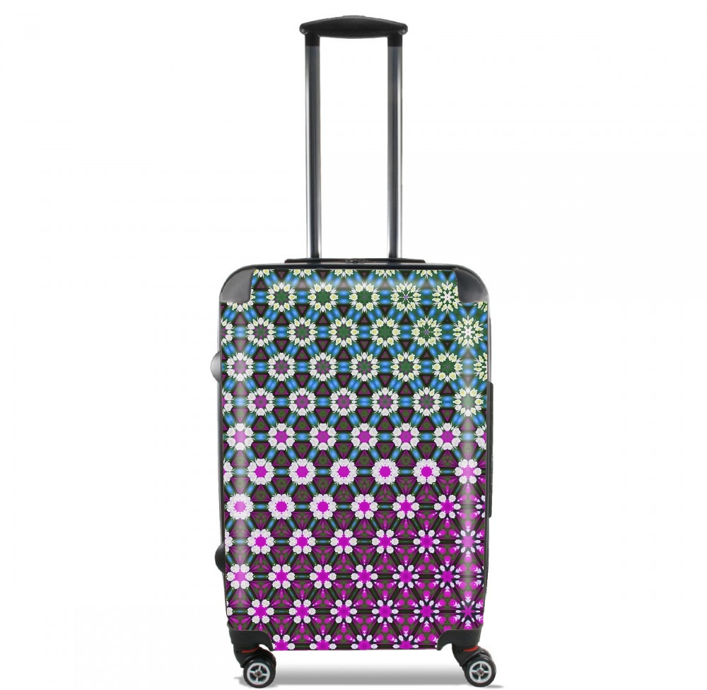  Abstract bright floral geometric pattern teal pink white para Tamaño de cabina maleta