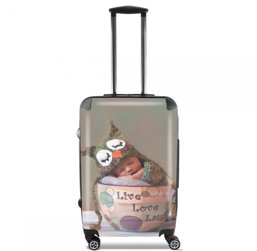 Painting Baby With Owl Cap in a Teacup para Tamaño de cabina maleta