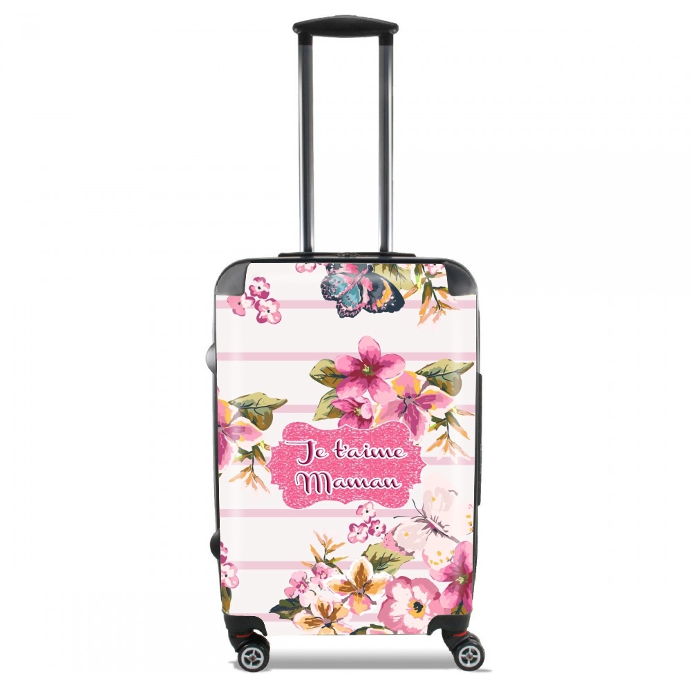  Pink floral Marinière - Je t'aime Maman para Tamaño de cabina maleta