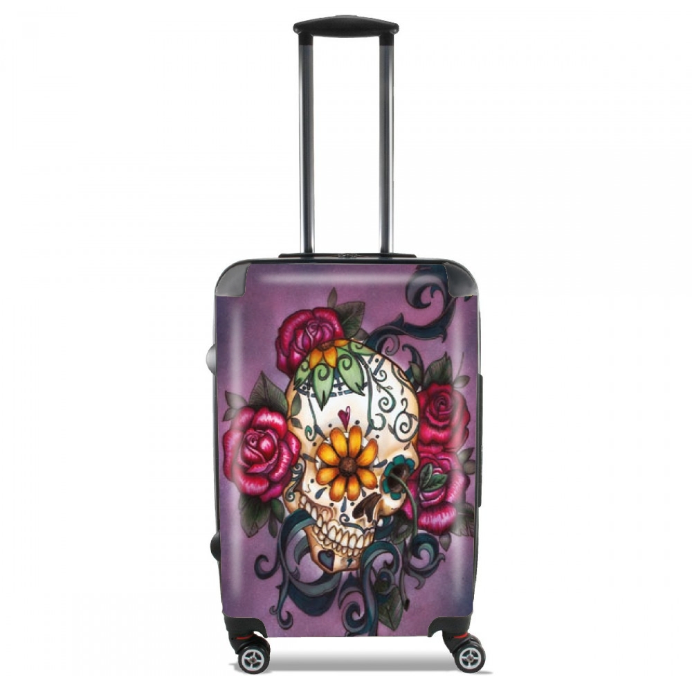  Skull flowers - púrpura para Tamaño de cabina maleta