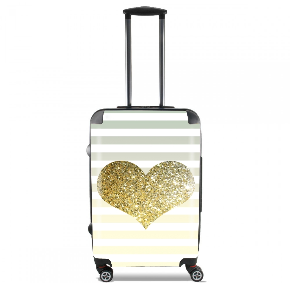  Sunny Gold Glitter Heart para Tamaño de cabina maleta